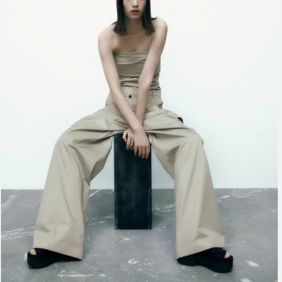 ZARA Full Lenght Wide Pocket Pants Size M - Picture 10 of 13